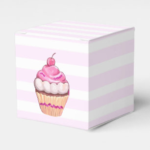 ピンクのさくらんぼのカップケーキ箱 フェイバーボックス