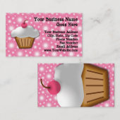 ピンクのさくらんぼのベーカリーが付いている切り出しのカップケーキ 名刺 (正面/裏面)