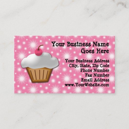 ピンクのさくらんぼのベーカリーが付いている切り出しのカップケーキ 名刺 (正面)