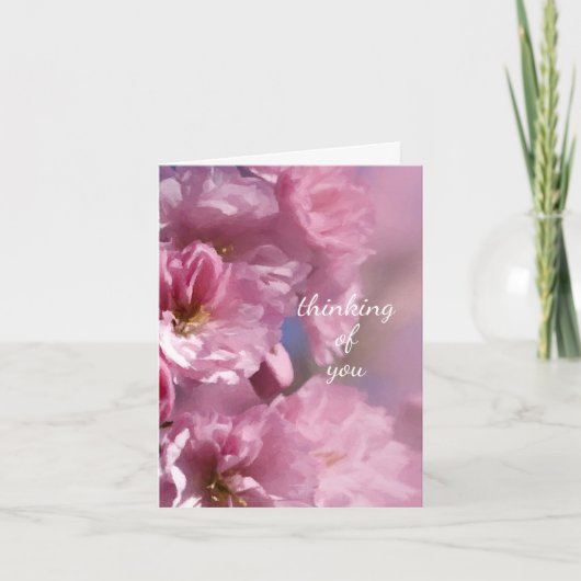 ピンクのさくらんぼの木の花の春の結婚式 カード (正面)