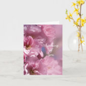 ピンクのさくらんぼの木の花の春の結婚式 カード (黄色い花)