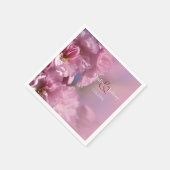 ピンクのさくらんぼの木の花の春の結婚式 スタンダードカクテルナプキン (角)
