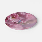 ピンクのさくらんぼの木の花の春の結婚式 ペーパープレート (アングル)