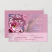 ピンクのさくらんぼの木の花の春の結婚式 出欠カード (正面/裏面)