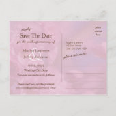 ピンクのさくらんぼの木の花の春の結婚式 案内ポストカード (裏面)