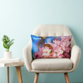 ピンクのさくらんぼの群青い空 ランバークッション (椅子)