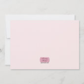 ピンクのさくらんぼの花と茶色の出産のお知らせ 案内状 (裏面)