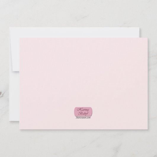 ピンクのさくらんぼの花と茶色の出産のお知らせ 案内状 (裏面)