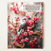 ピンクのさくらんぼの花のフローラと鳥と聖書の詩 プランナー手帳 (裏面)