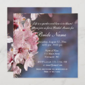 ピンクのさくらんぼの花のブライダルシャワー招待状 招待状 (正面/裏面)