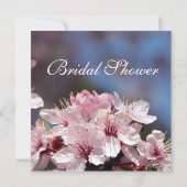 ピンクのさくらんぼの花のブライダルシャワー招待状 招待状 (裏面)