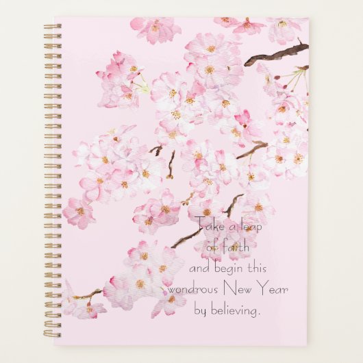 ピンクのさくらんぼの花の手絵を描 プランナー手帳 (正面)