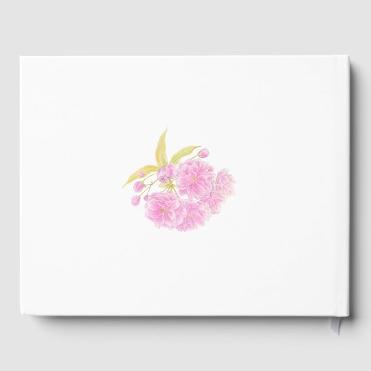 ピンクのさくらんぼの花の水の色のカスタムウェディング ゲストブック (裏面)