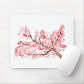 ピンクのさくらんぼの花の絵画水色 マウスパッド (マウス)