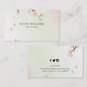 ピンクのさくらんぼの花の背景 名刺 (正面/裏面)