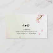 ピンクのさくらんぼの花の背景 名刺 (裏面)