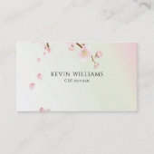 ピンクのさくらんぼの花の背景 名刺 (正面)