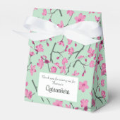 ピンクのさくらんぼの花ミントグリーンキンセアニェラ フェイバーボックス (正面サイド)