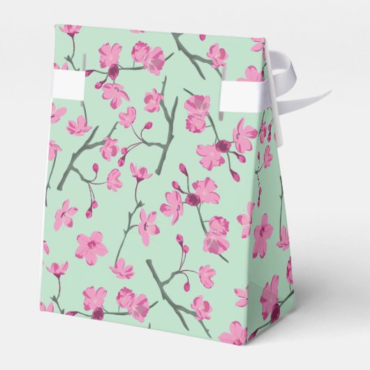 ピンクのさくらんぼの花ミントグリーンキンセアニェラ フェイバーボックス (裏面サイド)