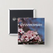 ピンクのさくらんぼの花結婚のボタン 缶バッジ (正面&裏面)