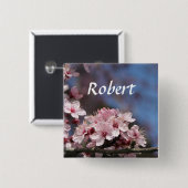 ピンクのさくらんぼの花結婚のボタン 缶バッジ (正面&裏面)