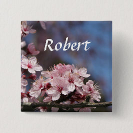 ピンクのさくらんぼの花結婚のボタン 缶バッジ