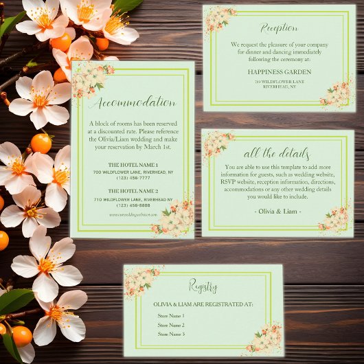 ピンクのさくらんぼの花結婚の詳細 エンクロージャーカード