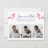 ピンクのさくらんぼの花3枚 セーブザデート (正面)