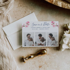 ピンクのさくらんぼの花3枚 セーブザデート