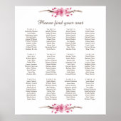 ピンクのさくらんぼの花。の結婚座席表ポスター ポスター (正面)