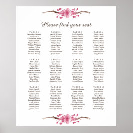 ピンクのさくらんぼの花。の結婚座席表ポスター ポスター