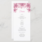 ピンクのさくらんぼの花。フローラ結婚のバー メニュー (正面/裏面)