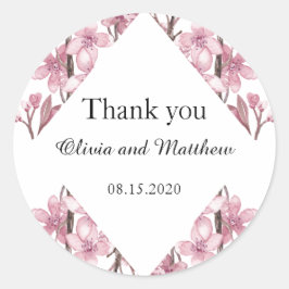 ピンクのさくらんぼの花。フローラ結婚の感謝 ラウンドシール