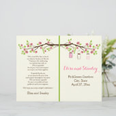 ピンクのさくらんぼの花、メイソンジャースの結婚式プログラム (スタンド正面)