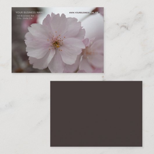 ピンクのさくらんぼの花 名刺 (正面/裏面)