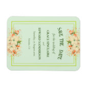 ピンクのさくらんぼの花、日付を保存 マグネット (横)