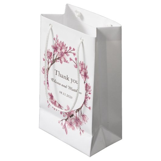 ピンクのさくらんぼの花。春結婚フローラ感謝してい スモールペーパーバッグ (正面アングル)