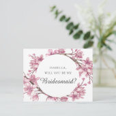 ピンクのさくらんぼの花。私の花嫁のメイドになってくれないか？ ポストカード (スタンド正面)