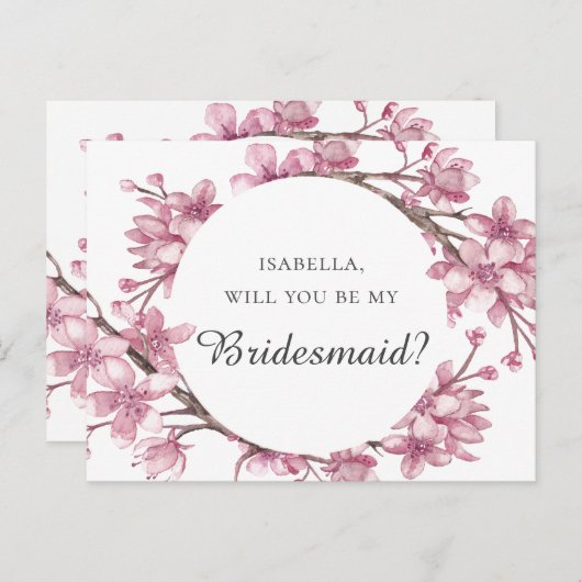 ピンクのさくらんぼの花。私の花嫁のメイドになってくれないか? ポストカード (正面/裏面)