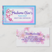 ピンクのさくらんぼはニット編み物針を咲かせる 名刺 (正面/裏面)