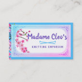 ピンクのさくらんぼはニット編み物針を咲かせる 名刺 (正面)