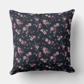 ピンクのさくらんぼはネイビーの青い模様で咲く クッション (裏面)