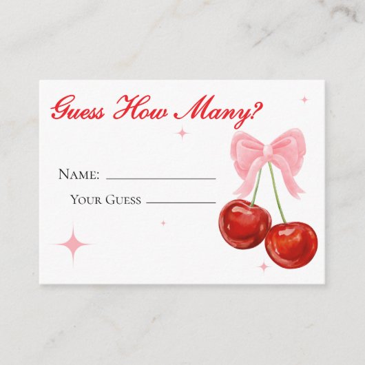 ピンクのさくらんぼトップ推測ゲームのカード数 エンクロージャーカード (正面)