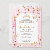 ピンクのさくらんぼフローラキンセアニラスウィート16 招待状 (正面)