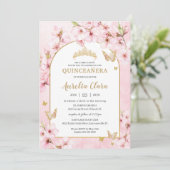 ピンクのさくらんぼフローラキンセアニラスウィート16 招待状 (スタンド正面)