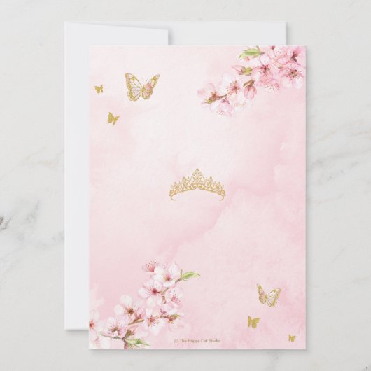 ピンクのさくらんぼフローラキンセアニラスウィート16 招待状 (裏面)