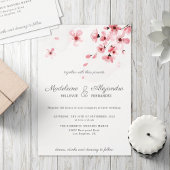 ピンクのさくらんぼフローラロマンチック結婚な 招待状