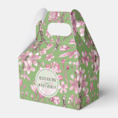 ピンクのさくらんぼフローラ印刷された緑のお気に入りボックス フェイバーボックス (裏面サイド)
