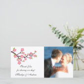 ピンクのさくらんぼブロッサムの写真カード サンキューカード (スタンド正面)