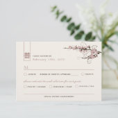 ピンクのさくらんぼ咲く桜がアジアの結婚渦 出欠カード (スタンド正面)